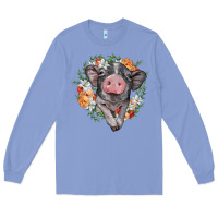Colony Blue baby pig floral wreath Long Sleeve Tee - BarkalooDesign