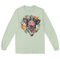 Matcha baby pig floral wreath Long Sleeve Tee - BarkalooDesign
