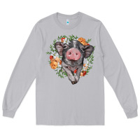 Moon Dust baby pig floral wreath Long Sleeve Tee - BarkalooDesign