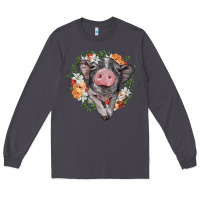 Smoke baby pig floral wreath Long Sleeve Tee - BarkalooDesign