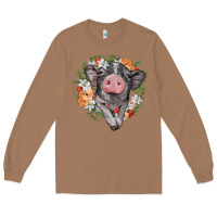 Toasted Coconut baby pig floral wreath Long Sleeve Tee - BarkalooDesign