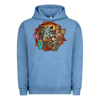 Pigment Pebble Blue Fall Vibes Urban Hoodie - CowhideDigitalArt
