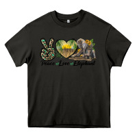 Asphalt Peace Love Elephant Heavy Core Tee - LillyAllenDesigns