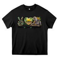Black Peace Love Elephant Heavy Core Tee - LillyAllenDesigns
