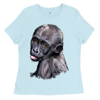 Baby Blue Baby Gorilla Head Ladies Tee - LillyAllenDesigns
