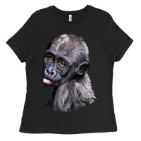Black Baby Gorilla Head Ladies Tee - LillyAllenDesigns