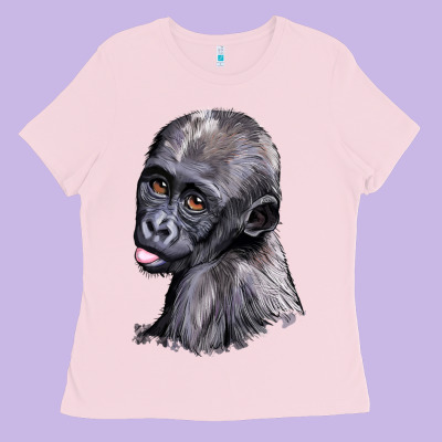 Baby Gorilla Head Ladies Tee Designed By Lillyallendesigns