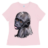 Bubblegum Pink Baby Gorilla Head Ladies Tee - LillyAllenDesigns