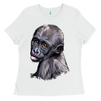 White Baby Gorilla Head Ladies Tee - LillyAllenDesigns