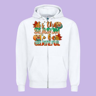 Tis The Season To Be Grateful Zipper Hoodie Designed By Cowgirlartshop