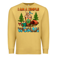 Antique Gold I Am A Simple Woman Camping Frappe Premium Sweatshirt - FaDigitalArtStudio