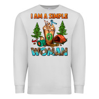Dove Grey I Am A Simple Woman Camping Frappe Premium Sweatshirt - FaDigitalArtStudio