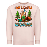 Pale Pink I Am A Simple Woman Camping Frappe Premium Sweatshirt - FaDigitalArtStudio