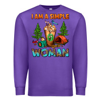 Purple I Am A Simple Woman Camping Frappe Premium Sweatshirt - FaDigitalArtStudio