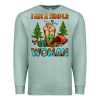 Seafoam I Am A Simple Woman Camping Frappe Premium Sweatshirt - FaDigitalArtStudio
