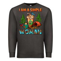 Smoke I Am A Simple Woman Camping Frappe Premium Sweatshirt - FaDigitalArtStudio