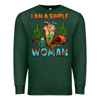 Sports Green I Am A Simple Woman Camping Frappe Premium Sweatshirt - FaDigitalArtStudio