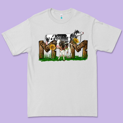 Western Holstein Cow And Baby Cow Mom Premium Tee Designed By Lillyallendesigns