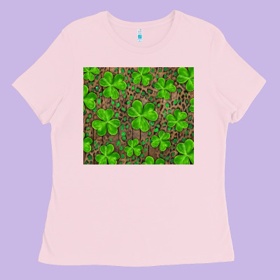 Saint Patricks Day Shamrock And Leopard Ladies Tee Designed By Ranaportraitstore