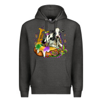 Charcoal Heather holstein mardi gras Premium Hoodie - OliviaCreatesArt