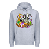 Heather Grey holstein mardi gras Premium Hoodie - OliviaCreatesArt