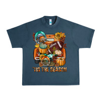 Midnight Navy Tis The Season Fall Football Truck Urban Heavy Tee - BundleAndBundleShop
