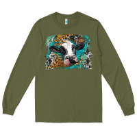 Army Green holstein cow leopard and western background Long Sleeve Tee - BarkalooDesign