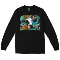 Black holstein cow leopard and western background Long Sleeve Tee - BarkalooDesign
