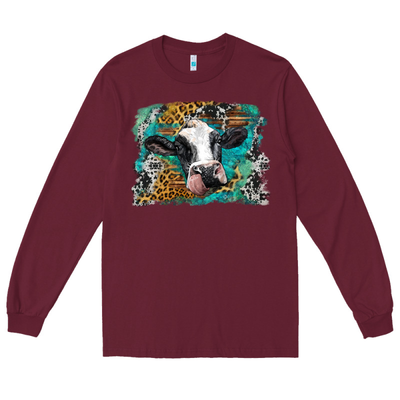 Holstein Cow Leopard And Western Background Long Sleeve Tee by BarkalooDesign | Teevron