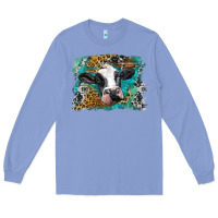 Colony Blue holstein cow leopard and western background Long Sleeve Tee - BarkalooDesign