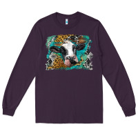 Plum holstein cow leopard and western background Long Sleeve Tee - BarkalooDesign