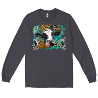 Smoke holstein cow leopard and western background Long Sleeve Tee - BarkalooDesign