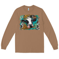 Toasted Coconut holstein cow leopard and western background Long Sleeve Tee - BarkalooDesign