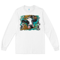 White holstein cow leopard and western background Long Sleeve Tee - BarkalooDesign