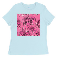 Baby Blue breast cancer seamless pattern Ladies Tee - Jasminsmagicworld