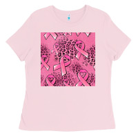 Bubblegum Pink breast cancer seamless pattern Ladies Tee - Jasminsmagicworld