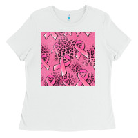 White breast cancer seamless pattern Ladies Tee - Jasminsmagicworld