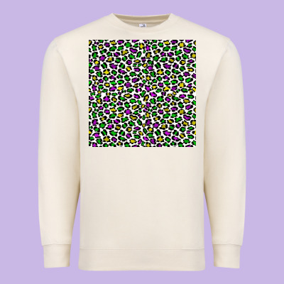 Mardi Gras Leopard  Seamless Pattern Premium Sweatshirt Designed By Fadigitalartstudio