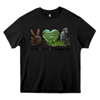 Black Peace Love Chimpanzee Heavy Core Tee - LillyAllenDesigns