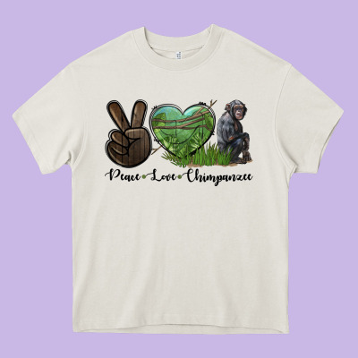 Peace Love Chimpanzee Heavy Core Tee Designed By Lillyallendesigns