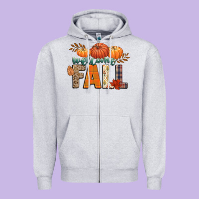 Welcome Fall Zipper Hoodie Designed By Cowgirlartshop