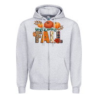 Heather Grey welcome fall Zipper Hoodie - CowGirlArtShop