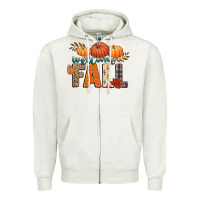 Oatmeal Heather welcome fall Zipper Hoodie - CowGirlArtShop