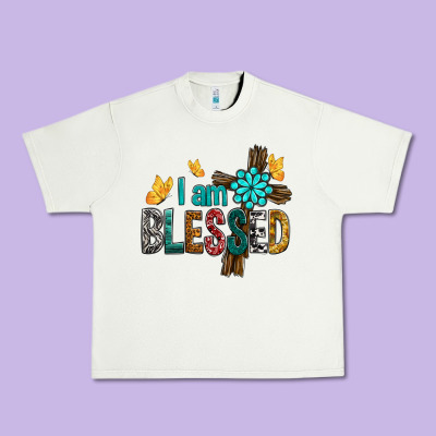 I Am Blessed Cross Urban Heavy Tee Designed By Bundleandbundleshop