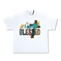 White I Am Blessed Cross Urban Heavy Tee - BundleAndBundleShop