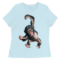 Baby Blue baby chimpanzee Ladies Tee - LillyAllenDesigns