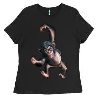 Black baby chimpanzee Ladies Tee - LillyAllenDesigns