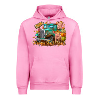 Fuchsia Pink Farm Happy Fall Y'all Urban Hoodie - CowhideDigitalArt