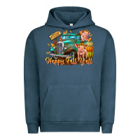 Pigment Midnight Navy Farm Happy Fall Y'all Urban Hoodie - CowhideDigitalArt