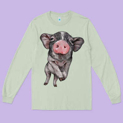 Baby Pig Long Sleeve Tee Designed By Barkaloodesign
